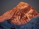 Gokyo Ri 05-3 Everest North Face and Southwest Face Close Up From Gokyo Ri At Sunset The last rays of sun start to crawl up the Mount Everest North and Southwest faces from Gokyo Ri.